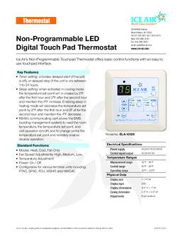 Non-Programmable LED Digital Touch Pad Thermostat Submittal